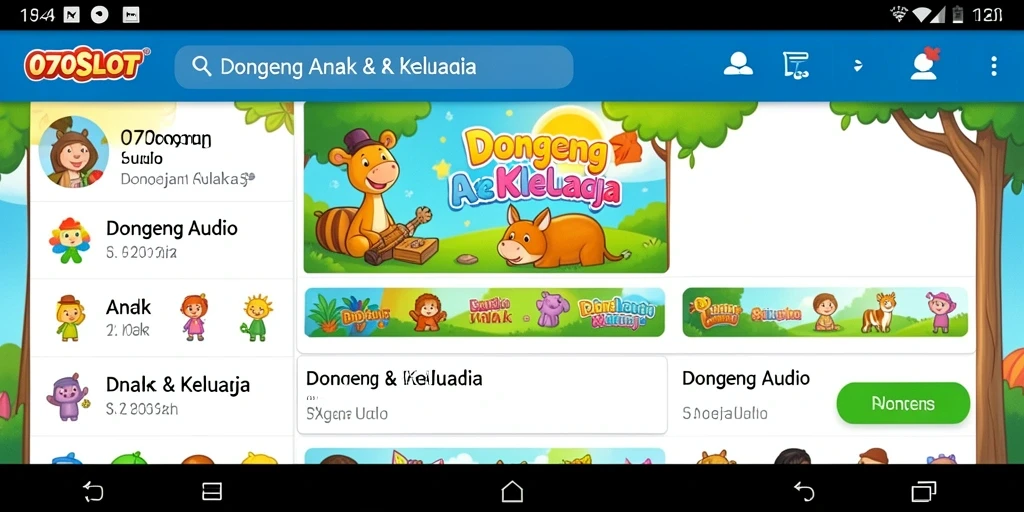 Antarmuka 070SLOT yang menarik dengan berbagai pilihan dongeng audio.