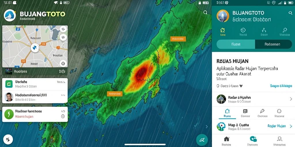Tampilan antarmuka utama BUJANGTOTO dengan informasi radar hujan.