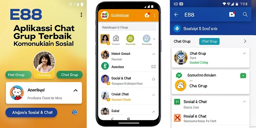 Tampilan antarmuka utama E88 dengan fitur Chat Grup yang menarik.