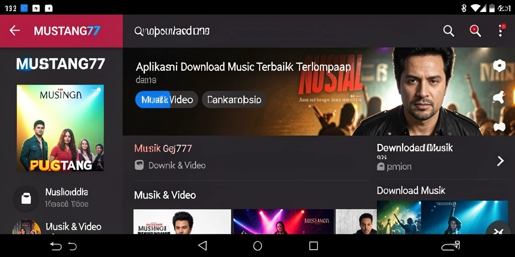 Antarmuka MUSTANG77 yang intuitif untuk mengunduh musik.