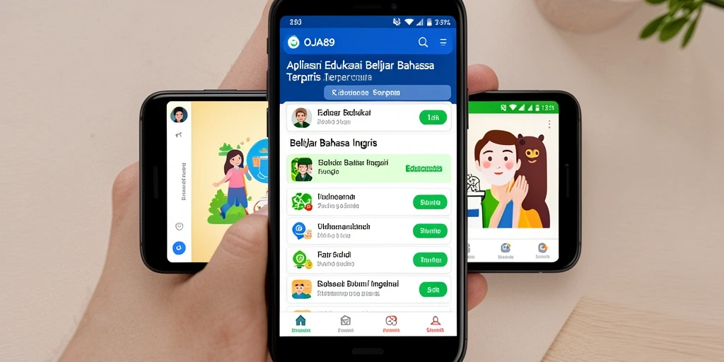 Screenshot antarmuka OJA89 yang menunjukkan fitur belajar bahasa Inggris.
