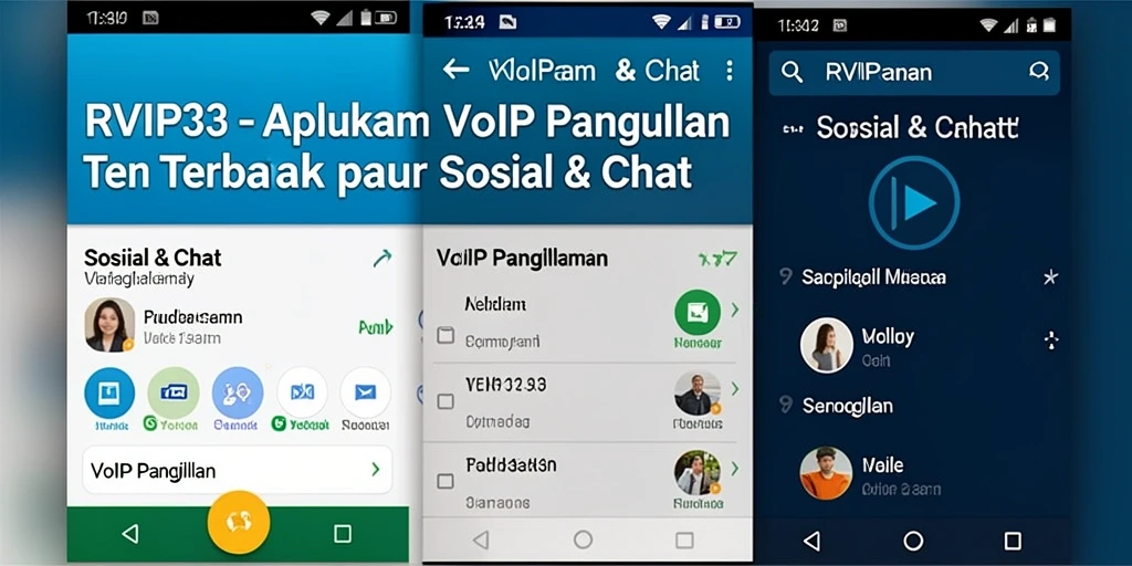 Antarmuka aplikasi RVIP3 dengan fitur VoIP Panggilan yang user-friendly.