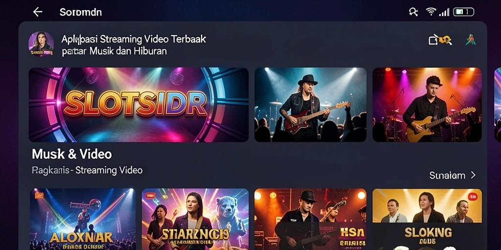 Screenshot aplikasi SLOTSIDR dengan tampilan antarmuka Streaming Video yang menarik.