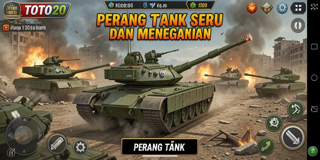 Antarmuka TOTO20 menampilkan pertempuran tank yang mendebarkan dan grafis berkualitas tinggi.