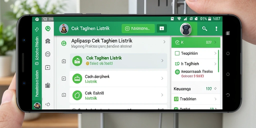Antarmuka aplikasi V07 untuk cek tagihan listrik yang informatif dan rapi.
